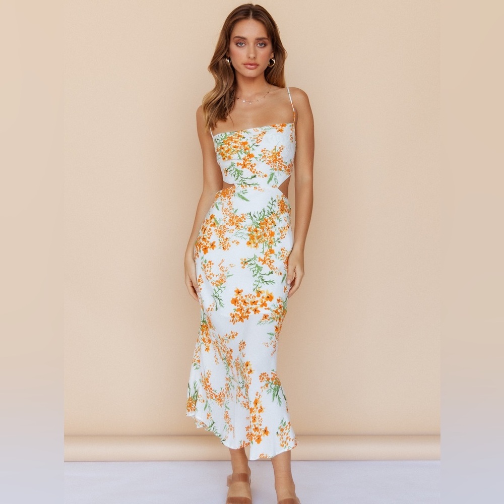 Saints and secrets floral midi dress XS